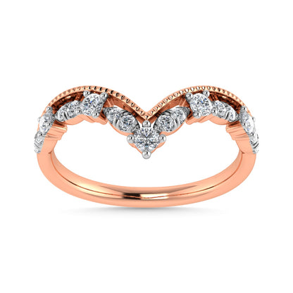 Diamond 1/5 Ct.Tw. Chevron Band in 10K Rose Gold