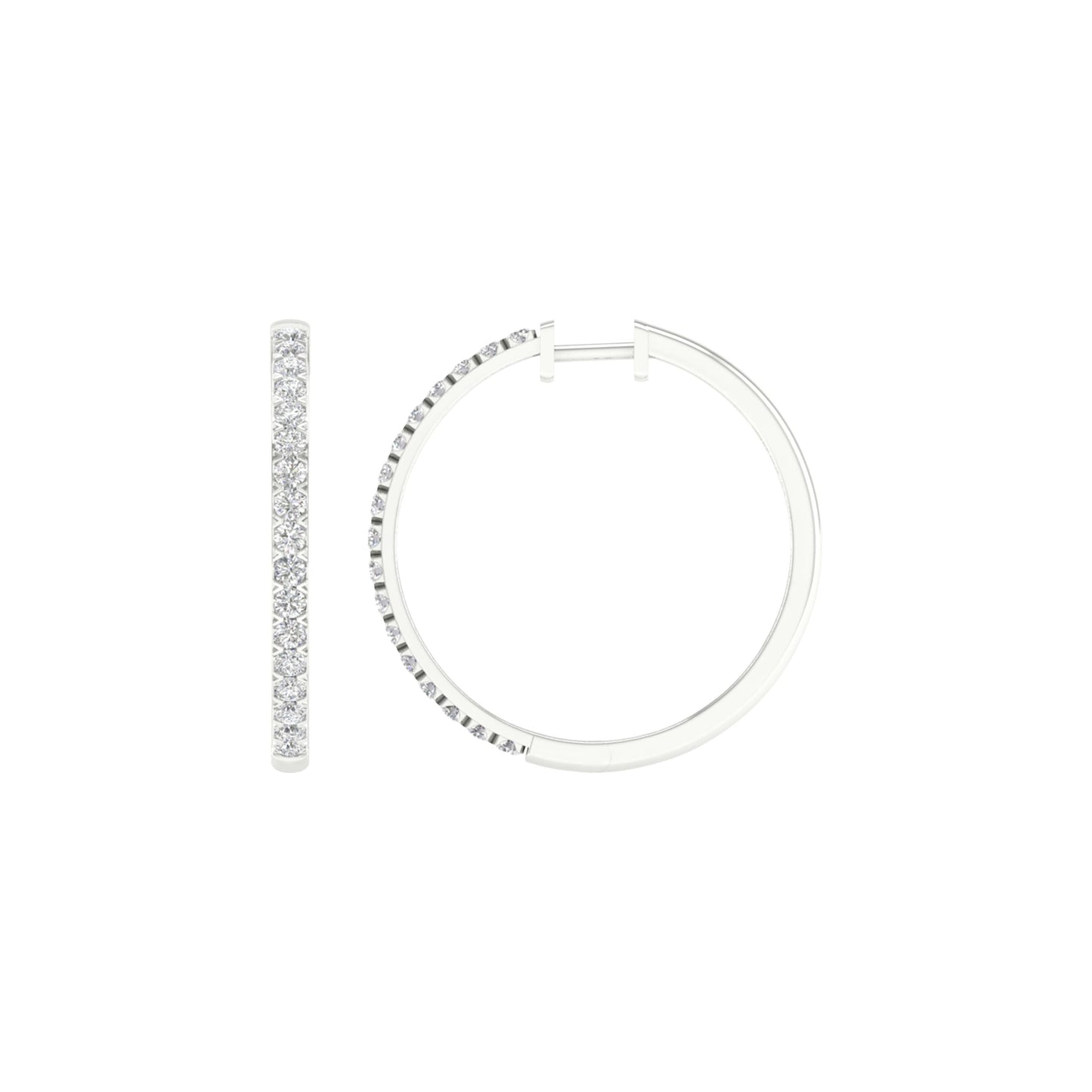 14K 2.00CT Certified Lab Grown Diamond Hoop Earrings