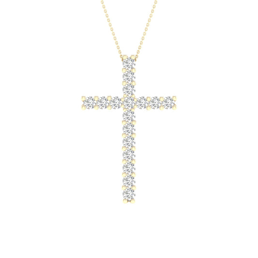 14K 0.50CT Certified Lab Grown Diamond Cross Pendant ( IGI Certified )