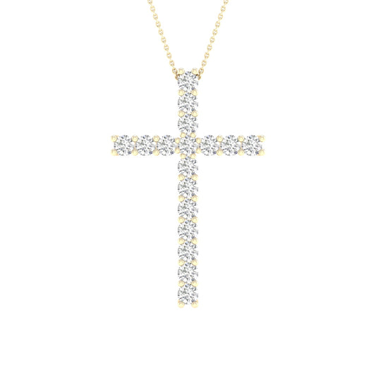 14K 1.00CT Certified Lab Grown Diamond Cross Pendant ( IGI Certified )