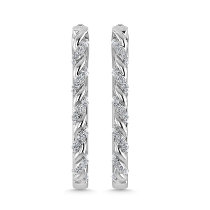 Diamond 3/8 Ct.Tw. Hoop Earrings in 10K White Gold