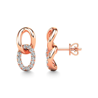 14K Rose Gold Diamond 1/8 Ct.Tw. Fashion Earrings