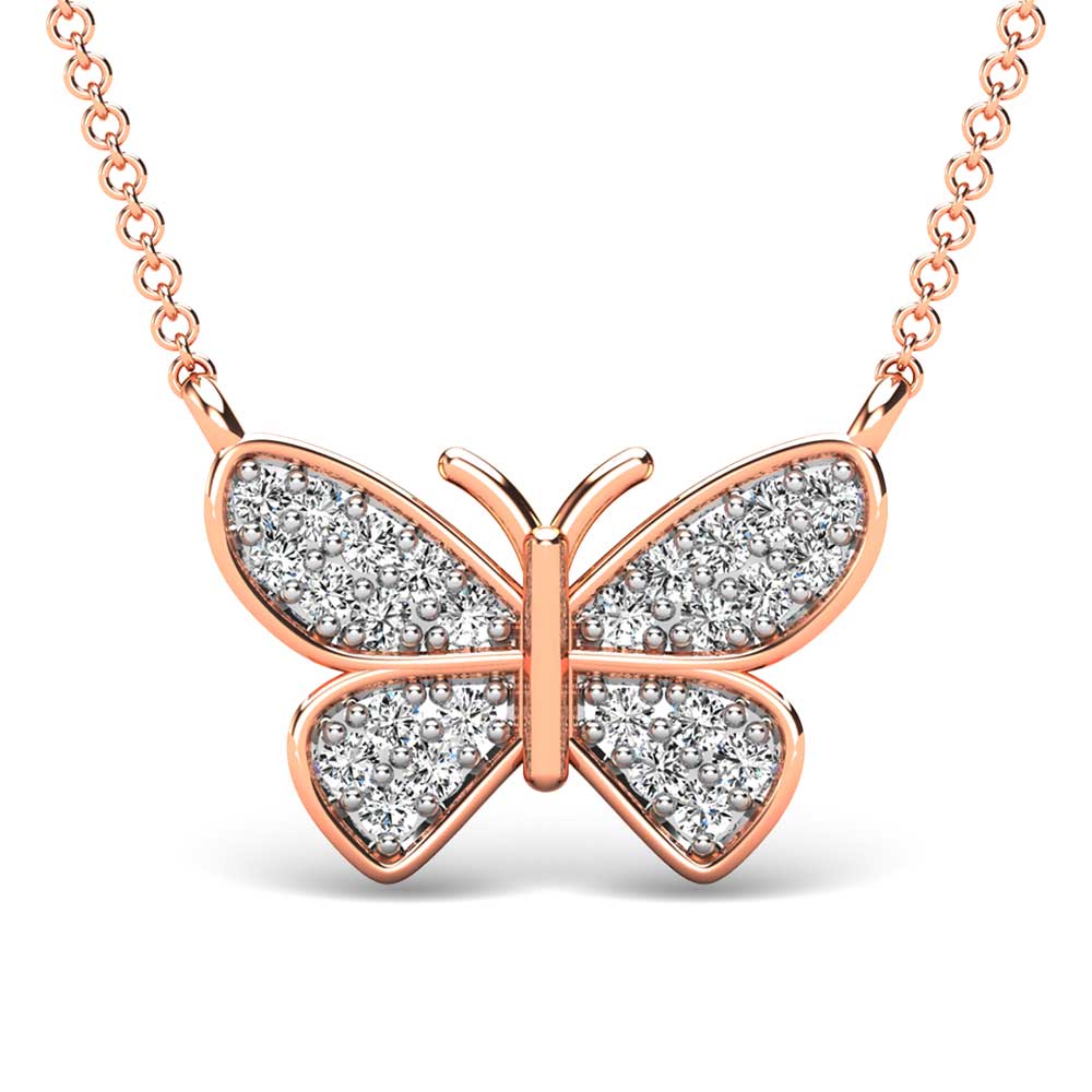 Diamond 1/10 Ct.Tw. Butterfly Pendant in 10K Rose Gold