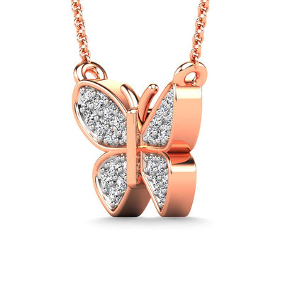 Diamond 1/10 Ct.Tw. Butterfly Pendant in 10K Rose Gold