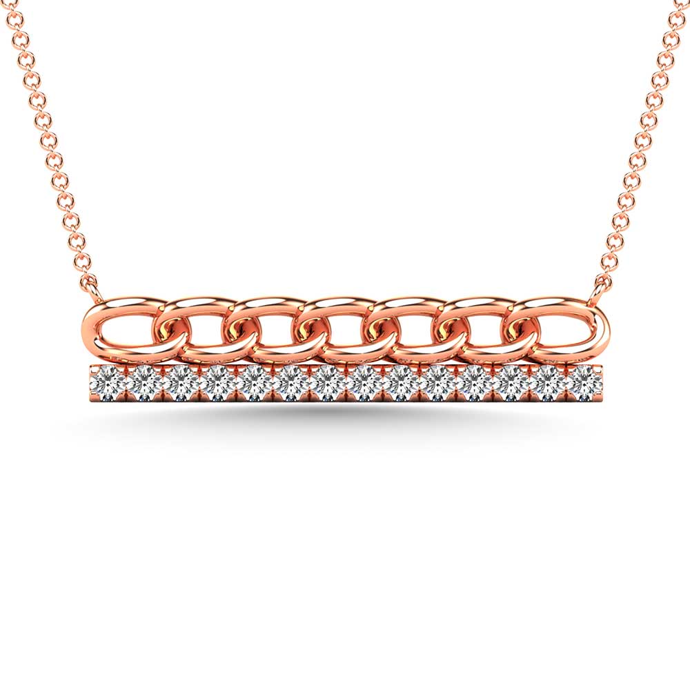 Diamond 1/5 Ct.Tw. Bar Necklace in 10K Rose Gold