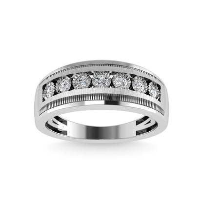 Diamond 1/4 Ct.Tw. Channel Set Men?s Band in 10K White Gold
