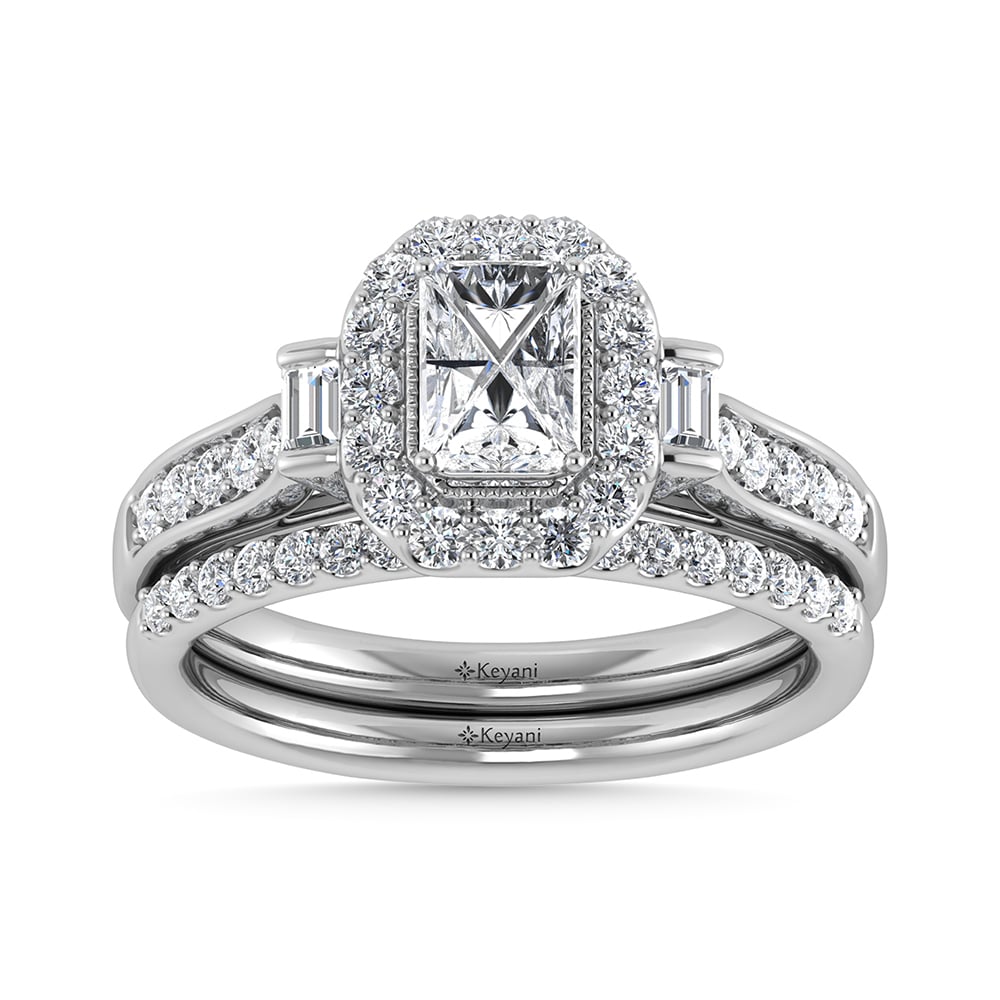 10K White Gold Diamond 1 Ct.Tw. Emerald Shape Bridal Ring