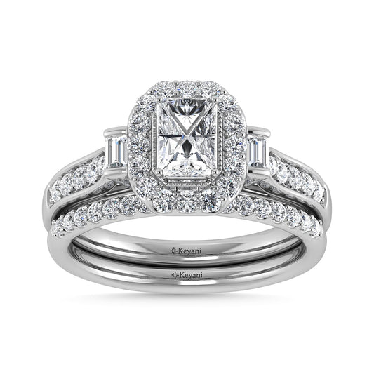 10K White Gold Diamond 1 Ct.Tw. Emerald Shape Bridal Ring