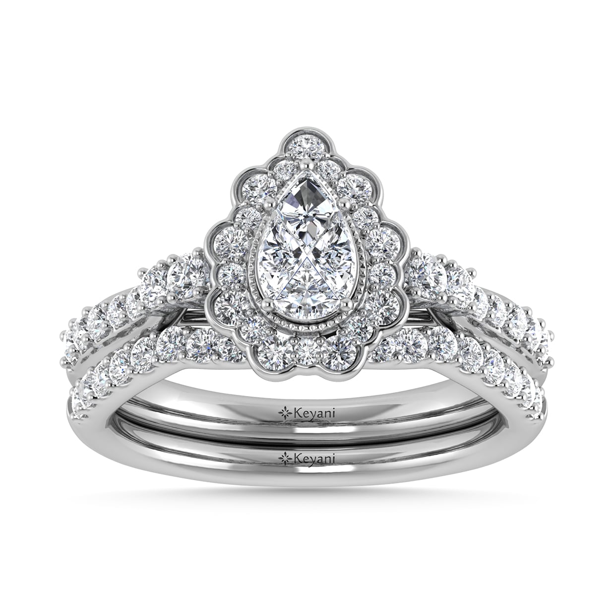 10K White Gold Diamond 1 Ct.Tw. Pear Shape Bridal Ring