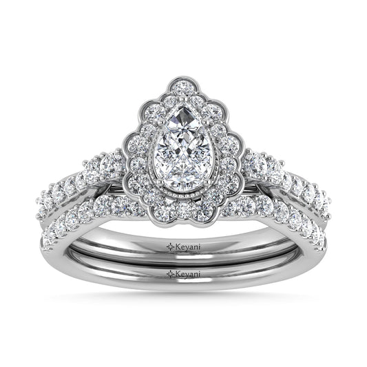 10K White Gold Diamond 1 Ct.Tw. Pear Shape Bridal Ring