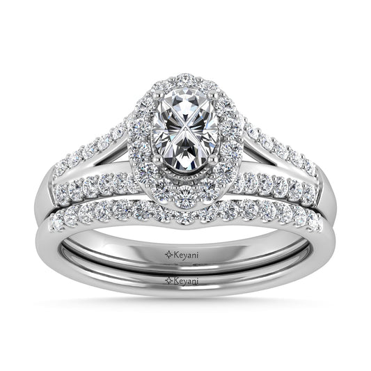 10K White Gold Diamond 1 Ct.Tw. Oval Shape Bridal Ring