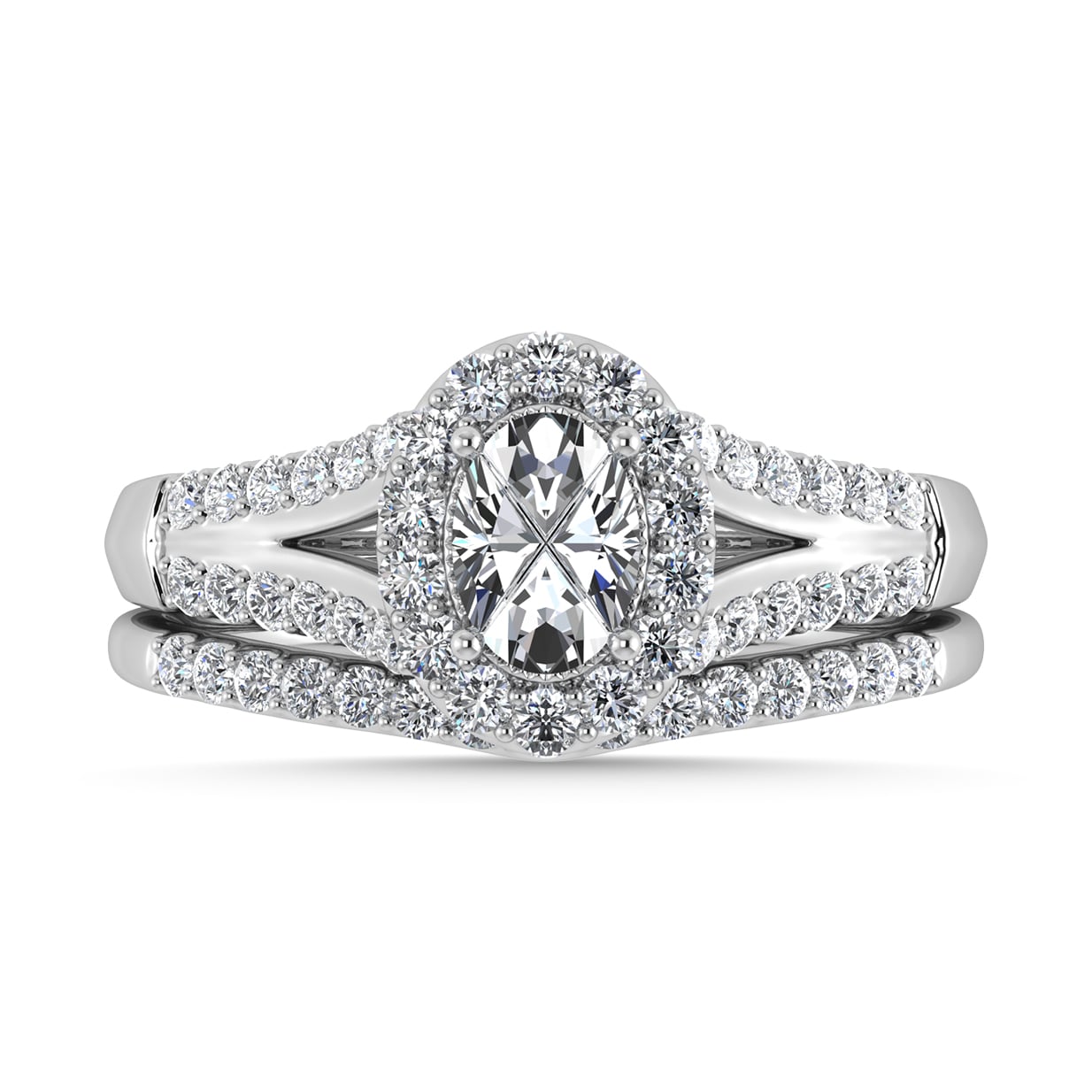 10K White Gold Diamond 1 Ct.Tw. Oval Shape Bridal Ring