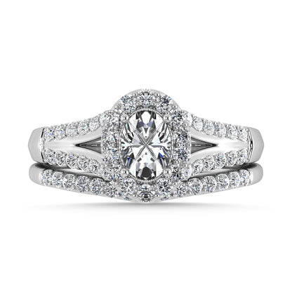 10K White Gold Diamond 1 Ct.Tw. Oval Shape Bridal Ring