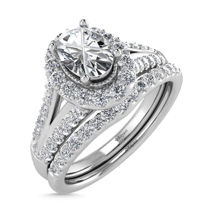 10K White Gold Diamond 1 Ct.Tw. Oval Shape Bridal Ring