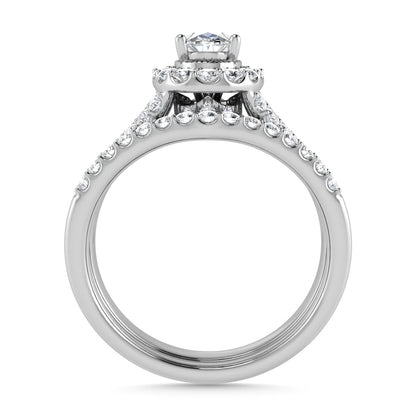 10K White Gold Diamond 1 Ct.Tw. Oval Shape Bridal Ring