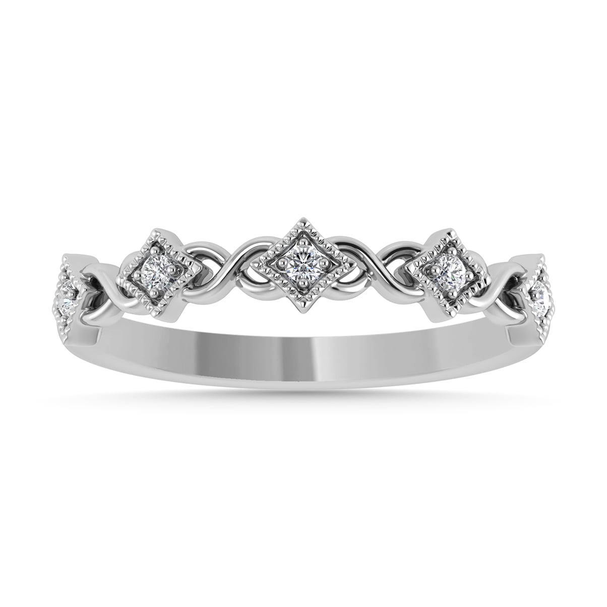 Diamond 1/10 Ct.Tw. Stack Band in 10K White Gold
