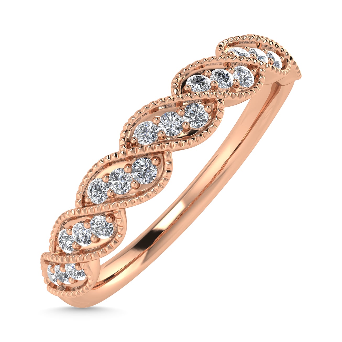 Diamond 1/6 Ct.Tw. Stack Band in 10K Rose Gold
