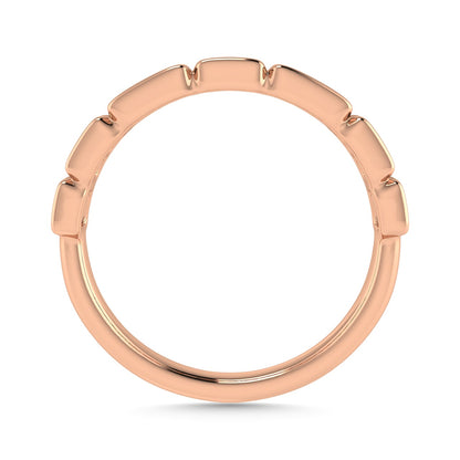 Diamond 1/5 Ct.Tw. Round and Straight Baguette Stack Band in 14K Rose Gold