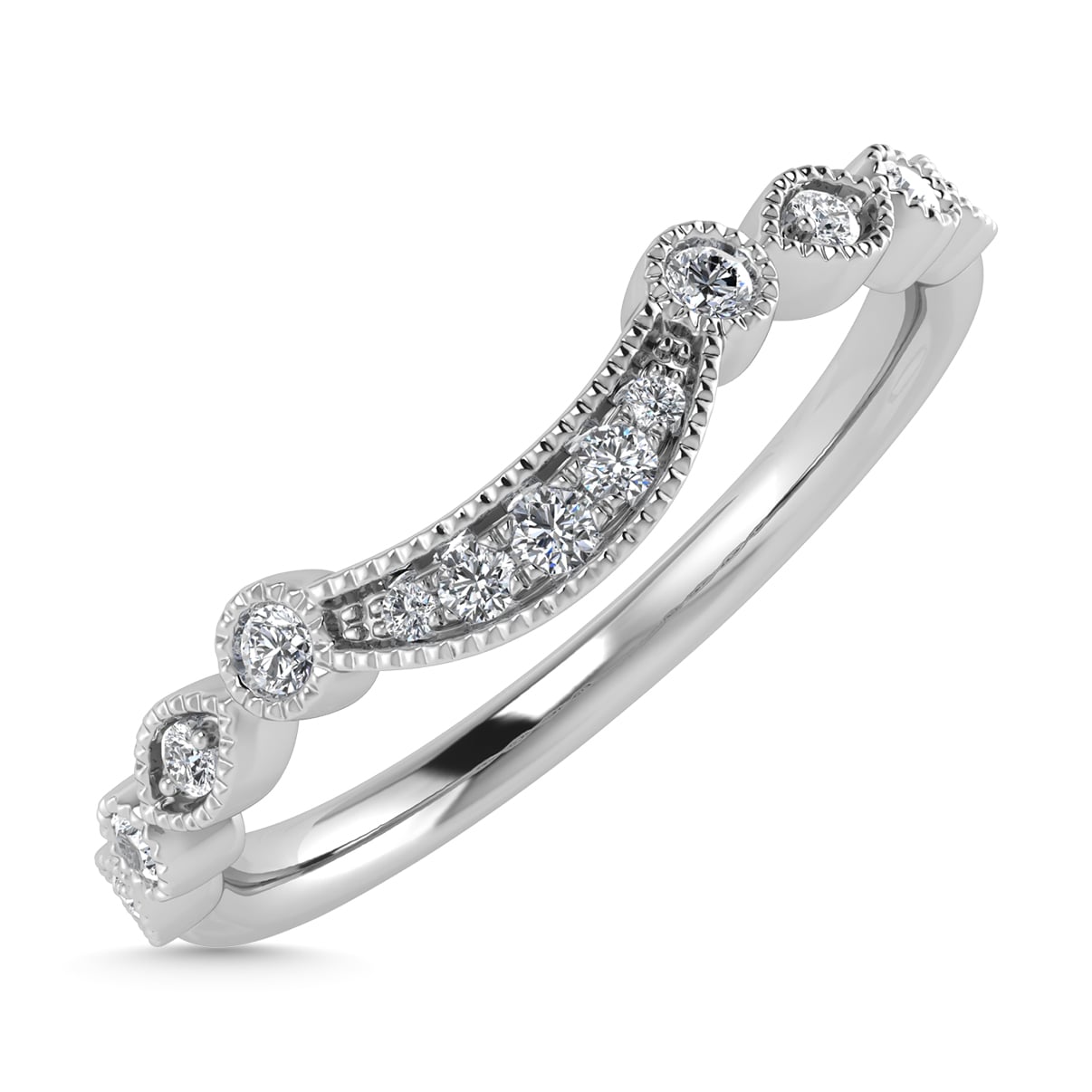 Diamond 1/10 Ct.Tw. Chevron Band in 14K White Gold