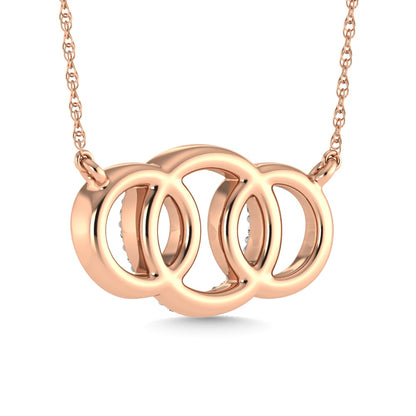 10K Rose Gold Diamond 1/10 Ct.Tw. Interlinked Circle Fashion Necklace