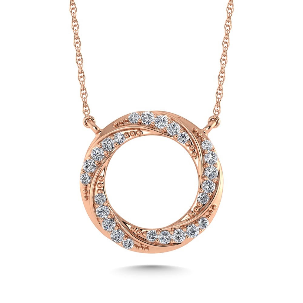 10K Rose Gold Diamond 1/6 Ct.Tw. Circle Fashion Necklace