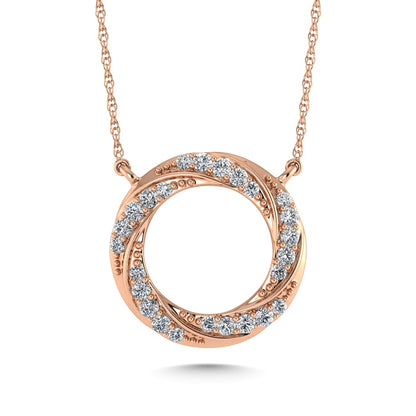 10K Rose Gold Diamond 1/6 Ct.Tw. Circle Fashion Necklace