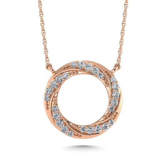 10K Rose Gold Diamond 1/6 Ct.Tw. Circle Fashion Necklace