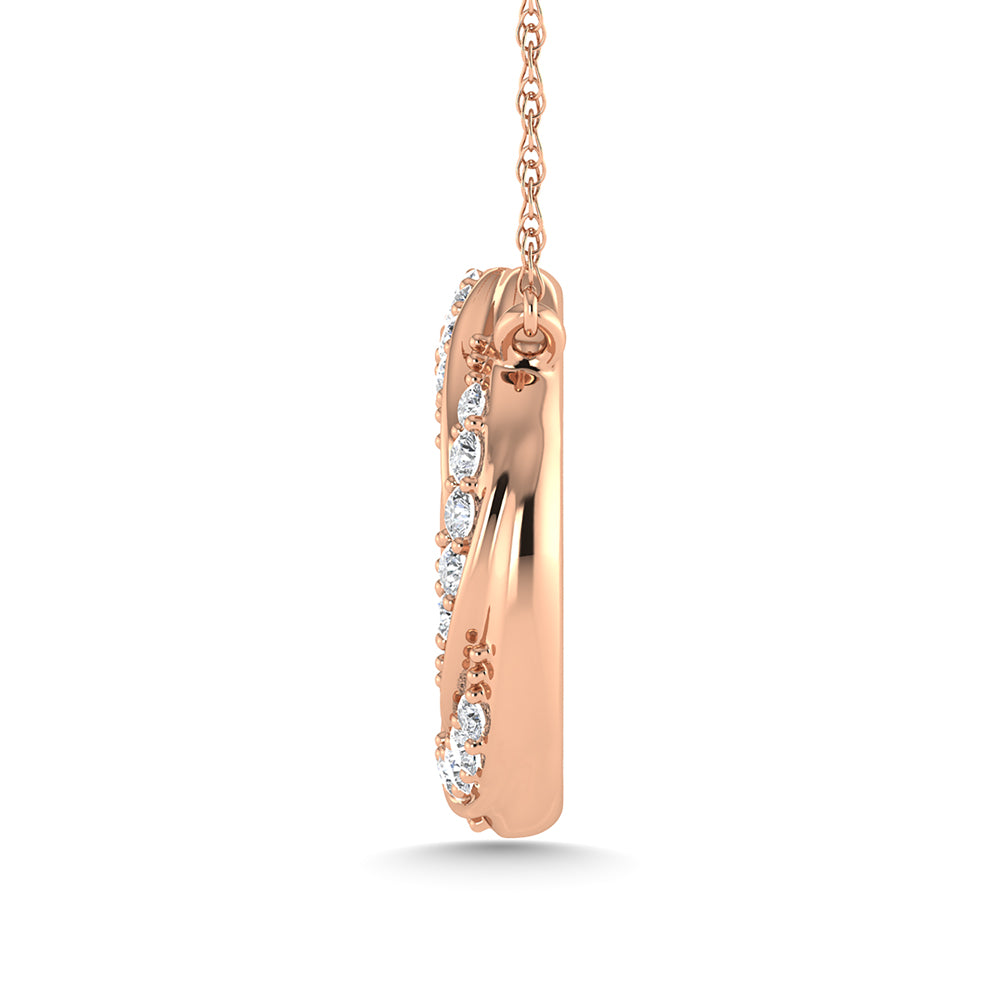 10K Rose Gold Diamond 1/6 Ct.Tw. Circle Fashion Necklace