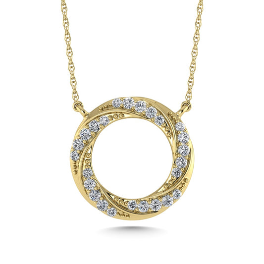 10K Yellow Gold Diamond 1/6 Ct.Tw. Circle Fashion Necklace