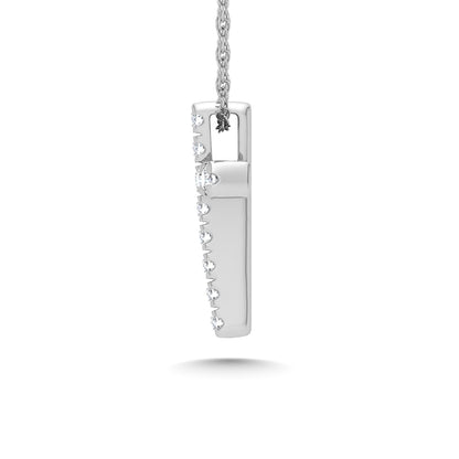 14K White Gold Diamond 1/8 Ct.Tw. Cross Pendant