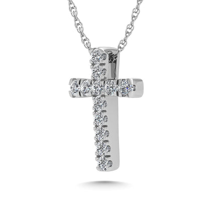 14K White Gold Diamond 1/8 Ct.Tw. Cross Pendant
