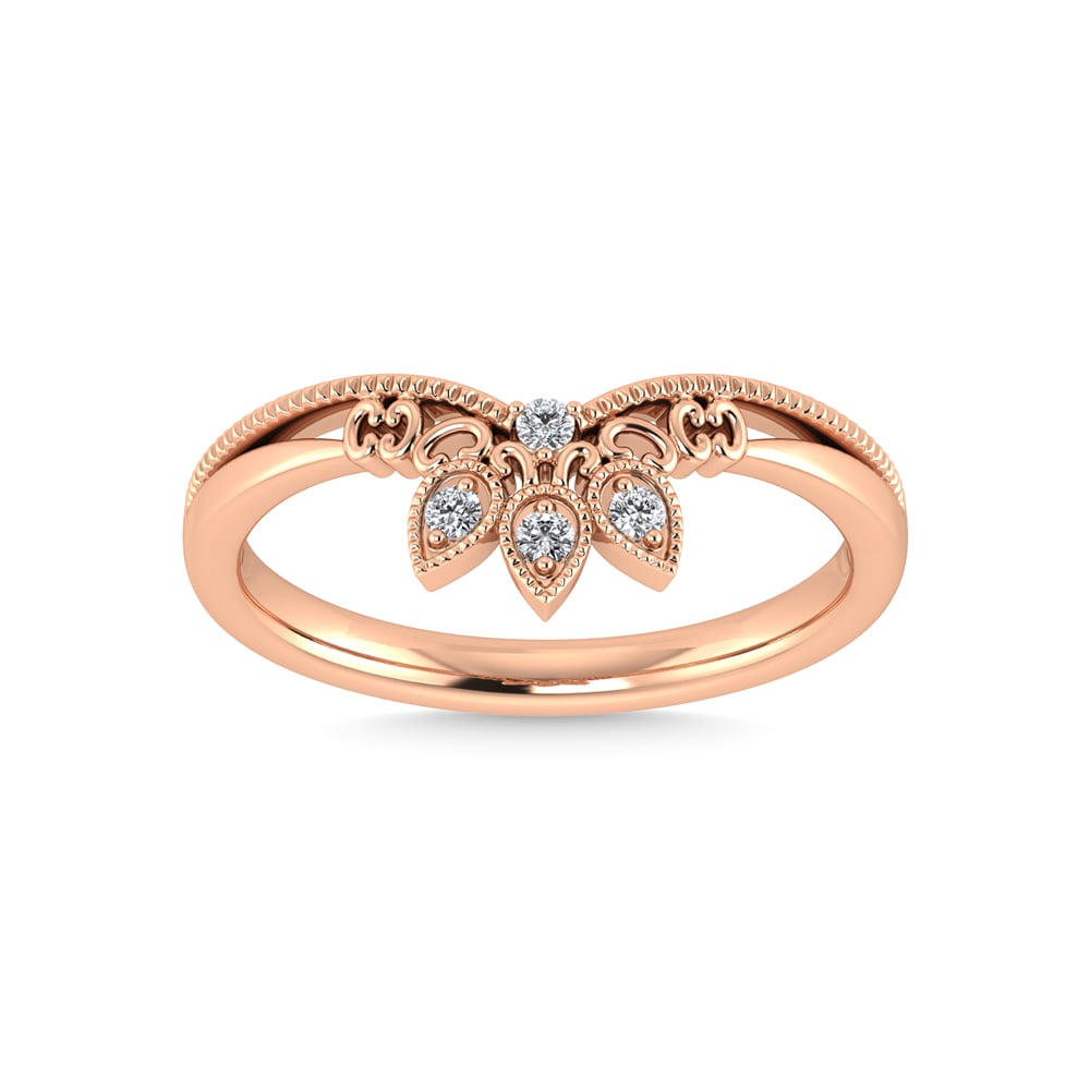 14K Rose Gold Diamond 1/20 Ct.Tw. Chevron Band