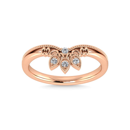 14K Rose Gold Diamond 1/20 Ct.Tw. Chevron Band