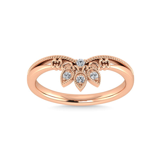 14K Rose Gold Diamond 1/20 Ct.Tw. Chevron Band