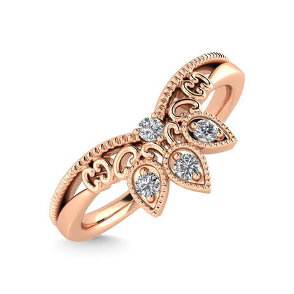 14K Rose Gold Diamond 1/20 Ct.Tw. Chevron Band