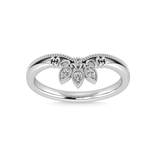 14K White Gold Diamond 1/20 Ct.Tw. Chevron Band