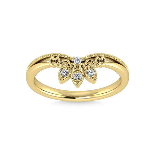 14K Yellow Gold Diamond 1/20 Ct.Tw. Chevron Band