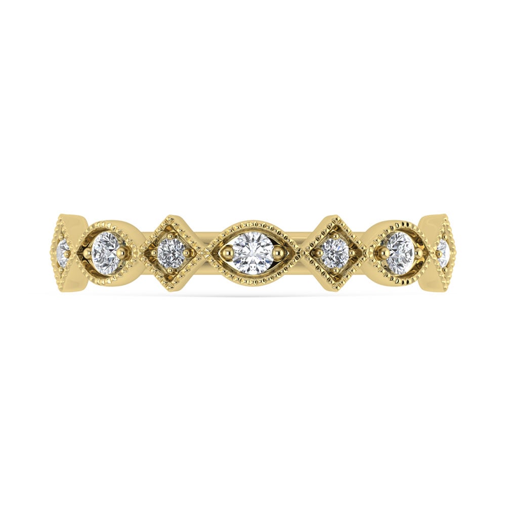 14K Yellow Gold Diamond 1/8 Ct.Tw. Stackable Band