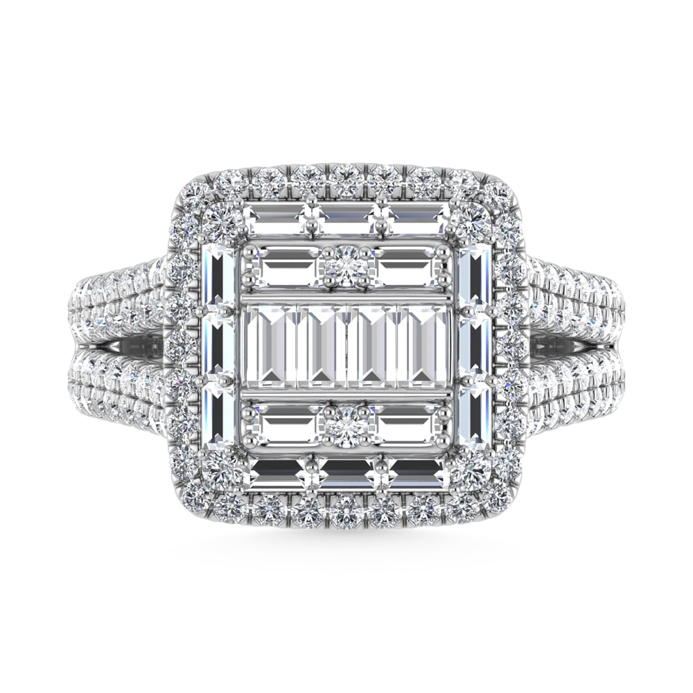 14K White Gold Diamond 1 1/2.Ct. Tw. Engagement Ring