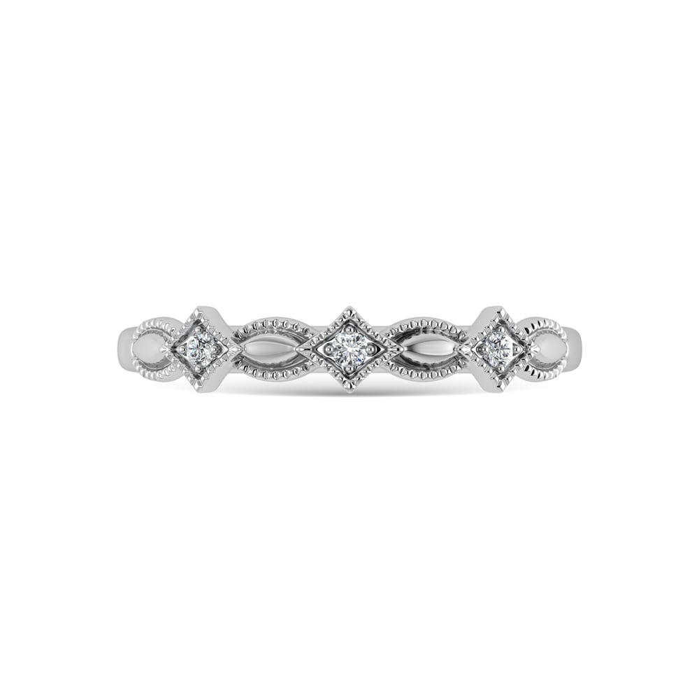 10K White Gold Diamond 1/50 Ct.Tw. Stackable Ring
