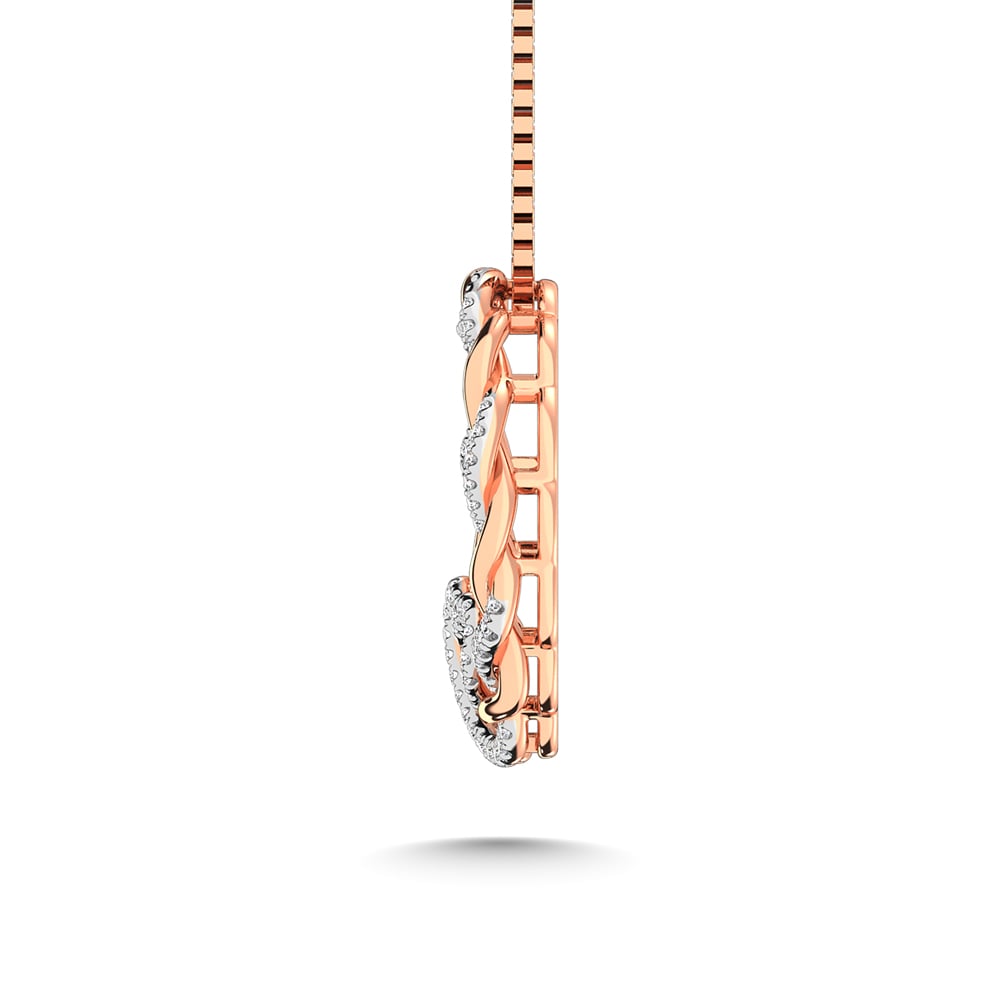 14K Rose Gold Diamond 1/4 Ct.Tw. Circle and Heart Fashion Pendant