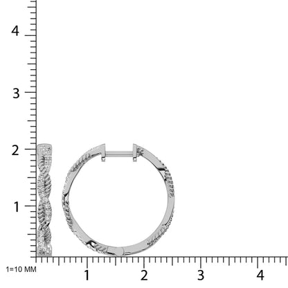 10K White Gold Diamond 1/5 Ct.Tw. Hoop Earrings