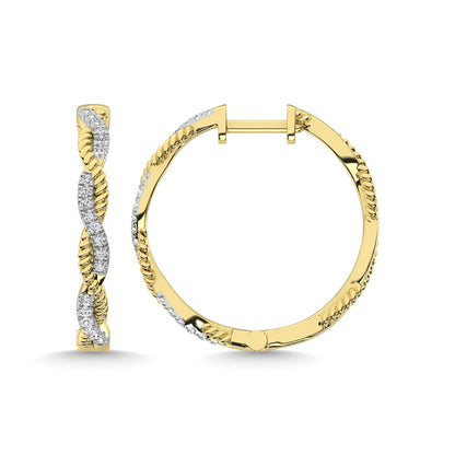 10K Yellow Gold Diamond 1/5 Ct.Tw. Hoop Earrings