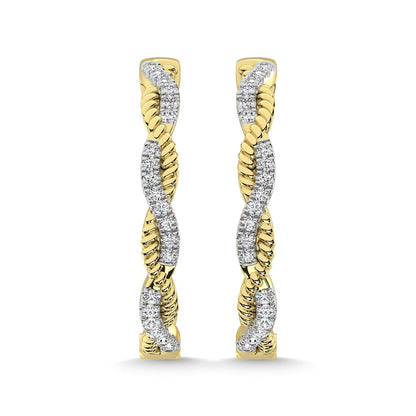 10K Yellow Gold Diamond 1/5 Ct.Tw. Hoop Earrings