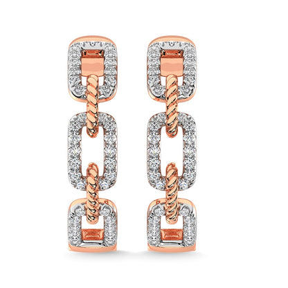 10K Rose Gold Diamond 3/8 Ct.Tw. Hoop Earrings