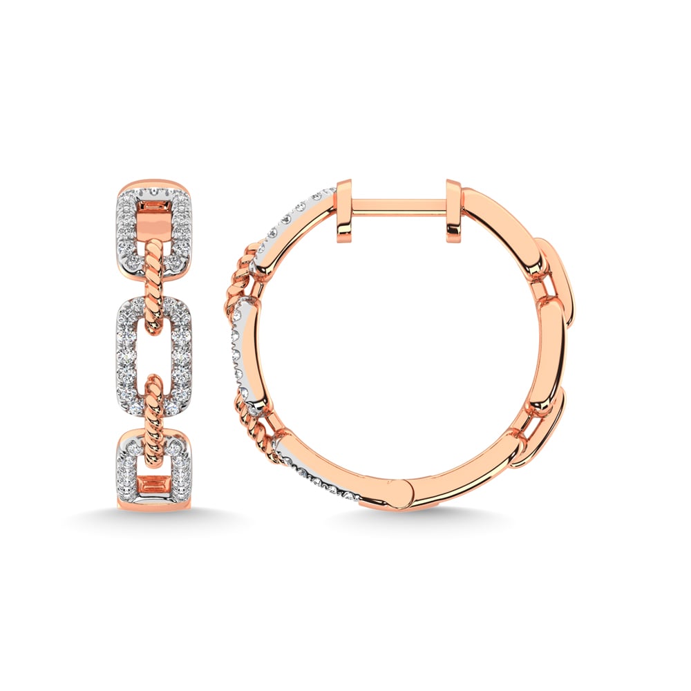 10K Rose Gold Diamond 3/8 Ct.Tw. Hoop Earrings