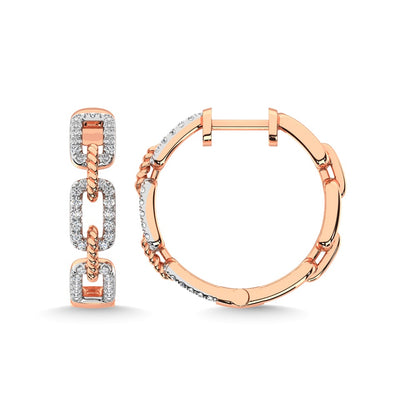 10K Rose Gold Diamond 3/8 Ct.Tw. Hoop Earrings