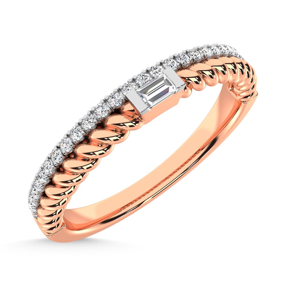 14K Rose Gold Diamond 1/6 Ct.Tw. Stack Band