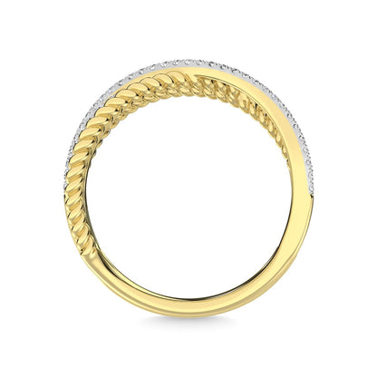 14K Yellow Gold Diamond 1/3 Ct.Tw. Crossover Fashion Ring