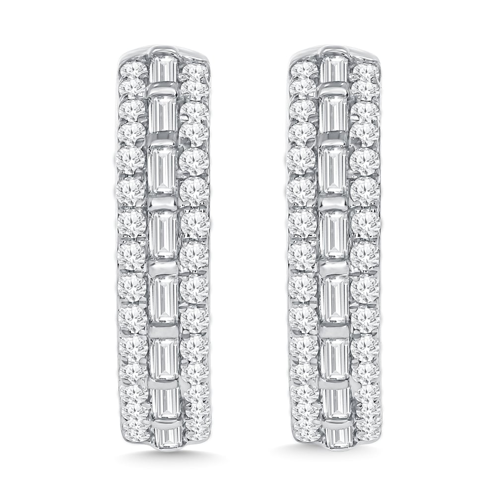 14K White Gold Diamond 1/2 Ct.Tw. Hoop Earrings